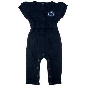 navy infant waffle romper with Penn State Athletic Logo on left chest